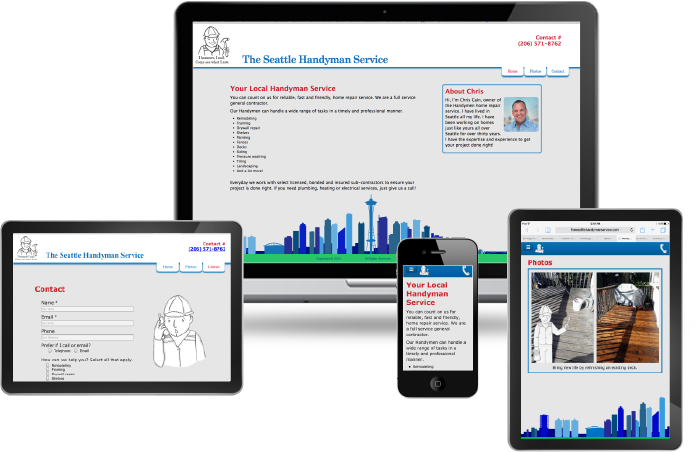Screen shots for the web site The Seattle Handyman Service